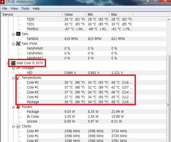 Cpu 온도측정 Hwmoniter 질문있습니다 Cpu 메인보드 램 퀘이사존
