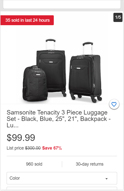 [ebay] Samsonite Tenacity 3Piece Luggage Set 99.99/무배 > 지름/할인정보 퀘이사존