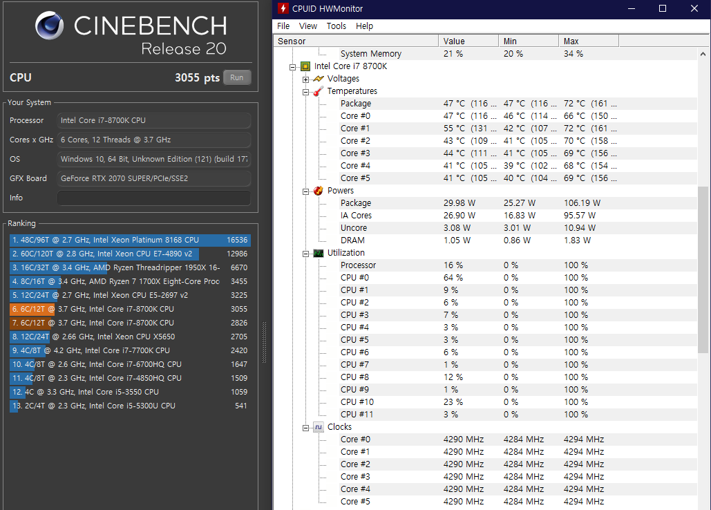 시네벤치 r20 점수 결과 정상인가요? > CPU/메인보드/램 | 퀘이사존 QUASARZONE
